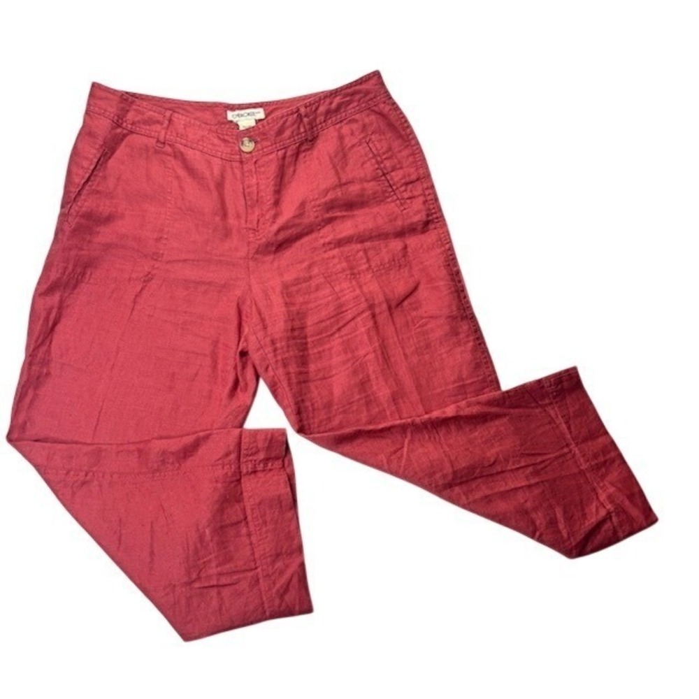 Cherokee Women's 100% Linen Cropped Pants Coral Pink Size 12 Wide Leg Pants - Picture 3 of 14